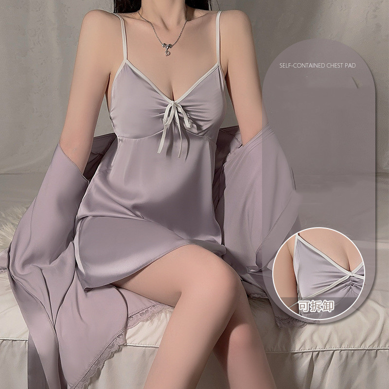 Robe Silk Women - Ice Silk Satin Twinset Robe Set
