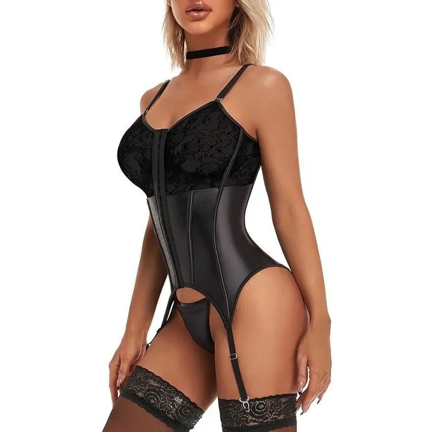 Lace Teddy Lingerie - Women's Sexy Lace Lingerie Set With