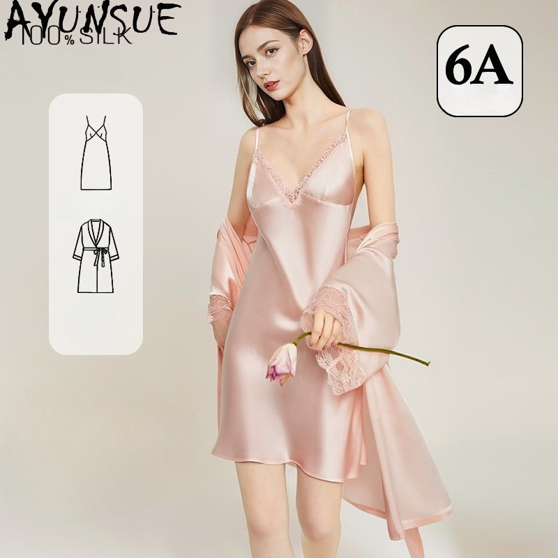 AYUNSUE 100% Real Mulberry Sil - Robe Silk Women ulasan dan harga