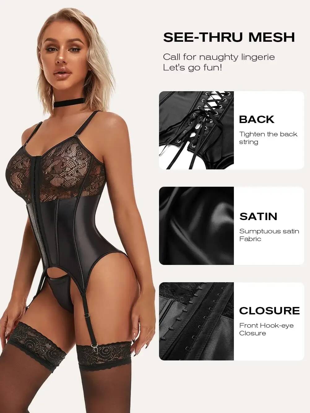 Women's Sexy Lace Lingerie Set - Lace Teddy Lingerie ulasan dan harga